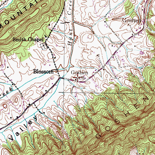 Topographic Map of Goshen Church, TN