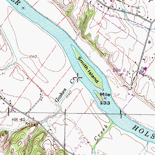 Topographic Map of Goshen Creek, TN