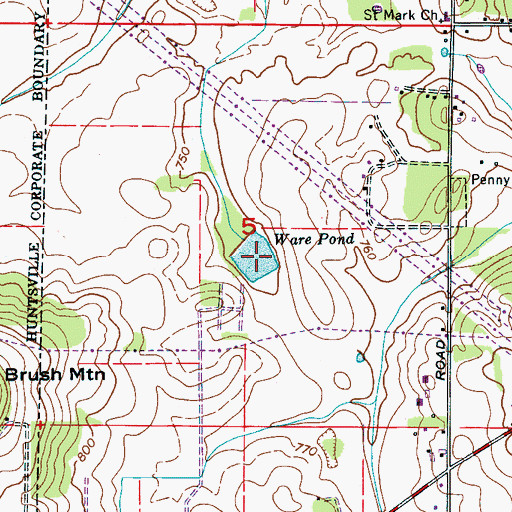 Topographic Map of Ware Pond, AL
