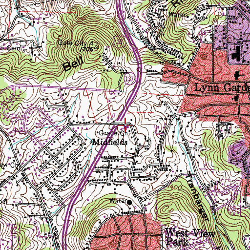 Topographic Map of Grace Church, TN
