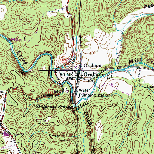 Topographic Map of Graham, TN