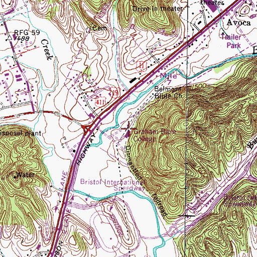 Topographic Map of Graham Bible College, TN