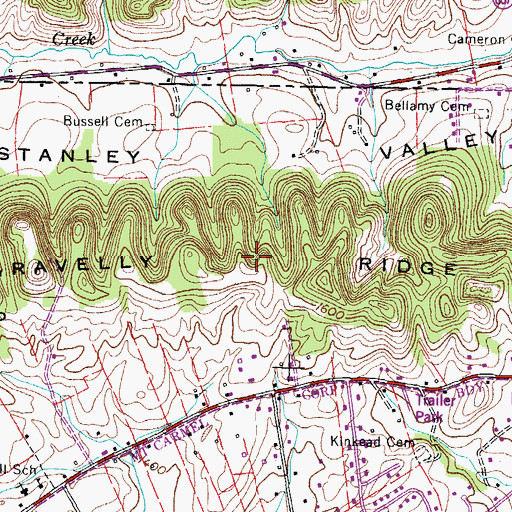Topographic Map of Gravelly Ridge, TN