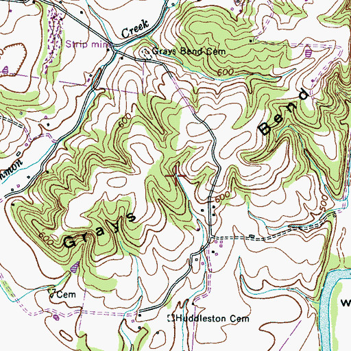 Topographic Map of Grays Bend, TN