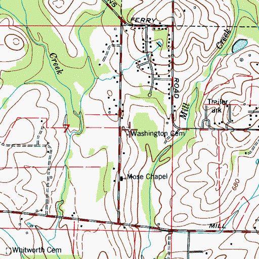 Topographic Map of Washington Cemetery, AL