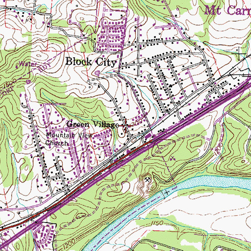 Topographic Map of Green Village, TN