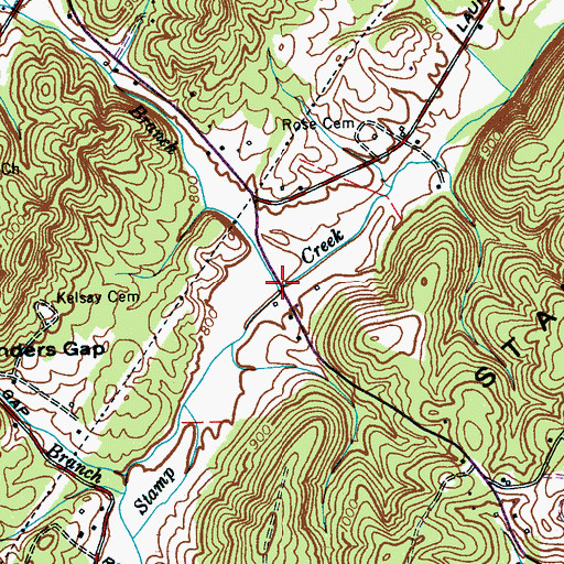 Topographic Map of Greenbrier Branch, TN