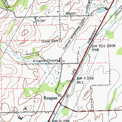 Topographic Map of Gregory Chapel, TN