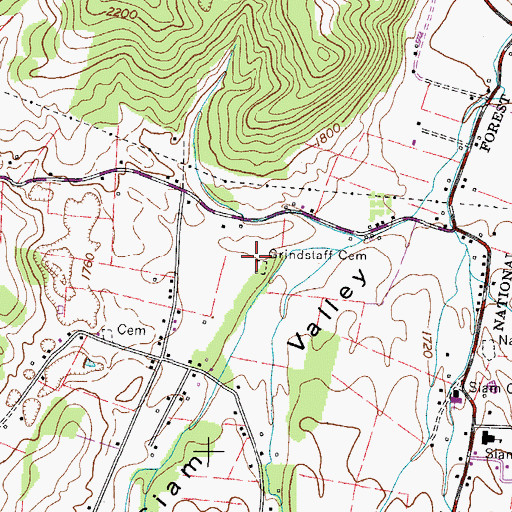 Topographic Map of Grindstaff Cemetery, TN