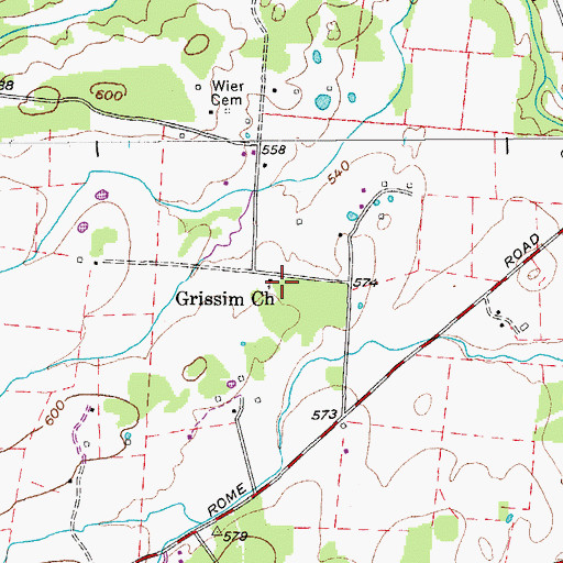 Topographic Map of Grissim Church, TN
