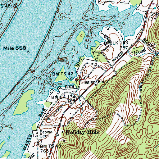 Topographic Map of Hagler Cemetery, TN