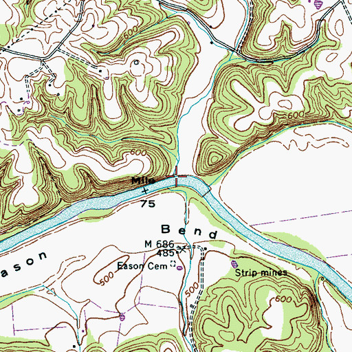 Topographic Map of Haley Creek, TN
