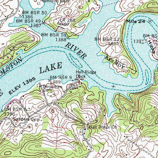 Topographic Map of Hall Ridge Dock, TN
