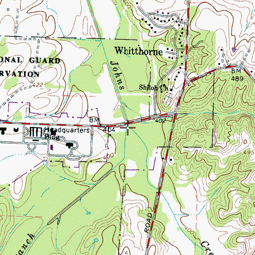 Topographic Map of Halls Branch, TN
