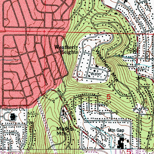 Topographic Map of Weatherly Mountain, AL