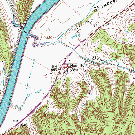 Topographic Map of Hamilton Cemetery, TN
