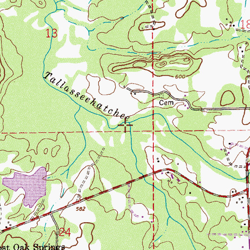Topographic Map of Weavers Creek, AL