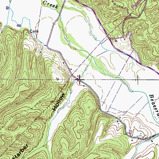 Topographic Map of Harber Hollow, TN