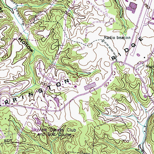 Topographic Map of Harrington Ridge, TN