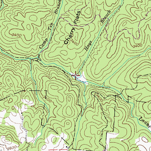Topographic Map of Hays Branch, TN