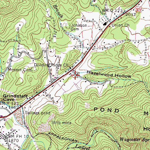 Topographic Map of Hazelwood Hollow, TN