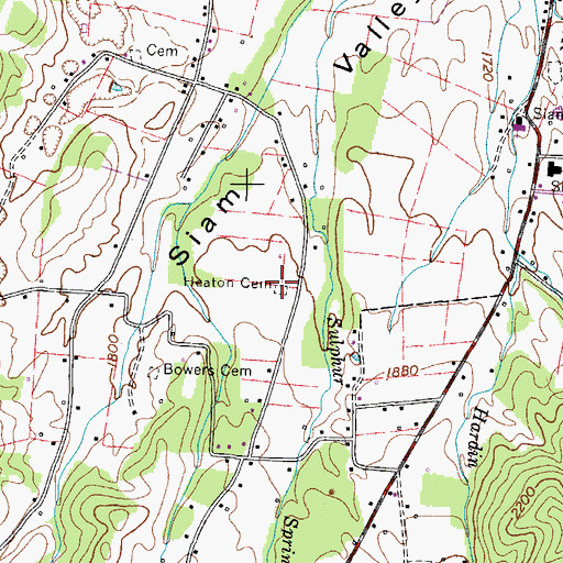 Topographic Map of Heaton Cemetery, TN