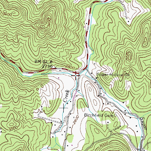 Topographic Map of Heaton Creek, TN