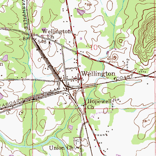 Topographic Map of Wellington, AL