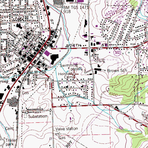 Topographic Map of Heiskell Cemetery, TN