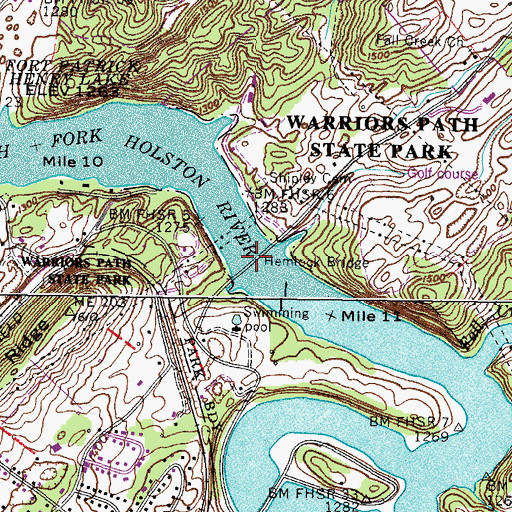 Topographic Map of Hemlock Bridge, TN