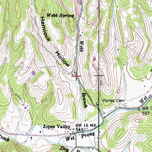 Topographic Map of Hemlock Hollow, TN