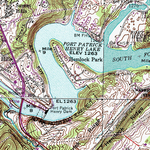 Topographic Map of Hemlock Park, TN