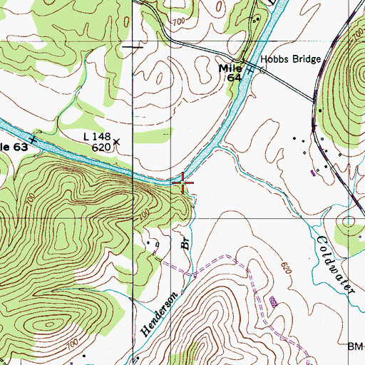 Topographic Map of Henderson Branch, TN