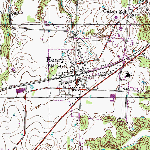 Topographic Map of Henry, TN