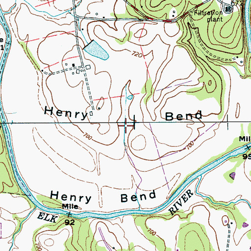 Topographic Map of Henry Bend, TN