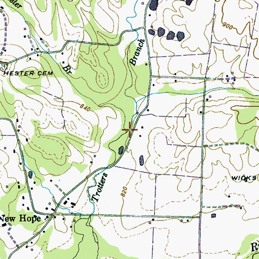 Topographic Map of Hester Branch, TN