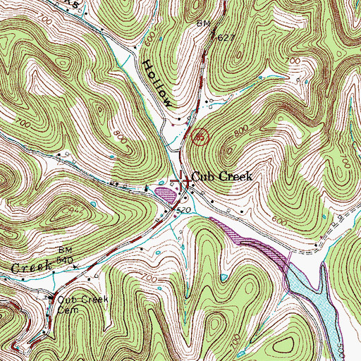 Topographic Map of Hicks Hollow, TN