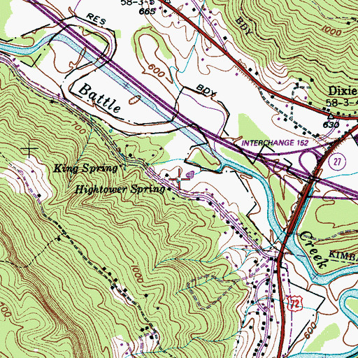 Topographic Map of Hightower Spring, TN
