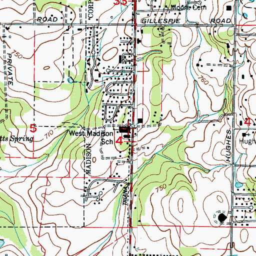 Topographic Map of West Madison Junior High School, AL