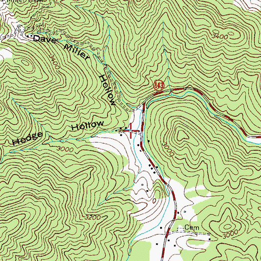 Topographic Map of Hodge Hollow, TN