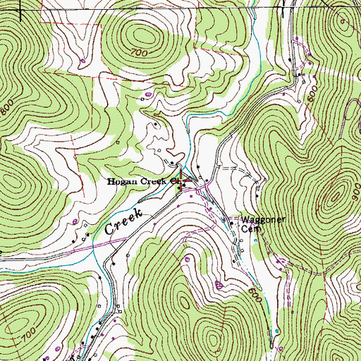 Topographic Map of Hogan Creek Church, TN