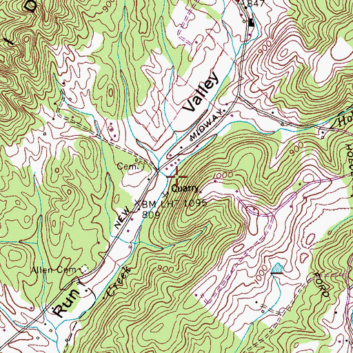 Topographic Map of Holder Ford Branch, TN