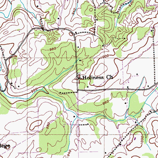Topographic Map of Holiness Church, TN