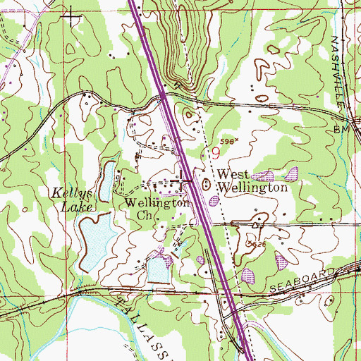 Topographic Map of West Wellington, AL