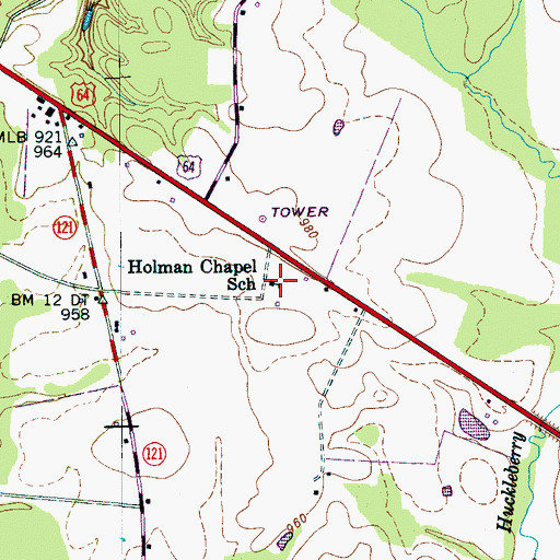 Topographic Map of Holman Chapel School, TN