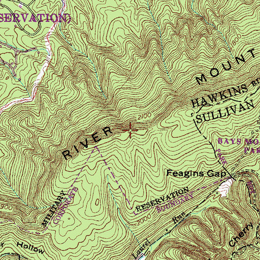 Topographic Map of Holston River Mountain, TN