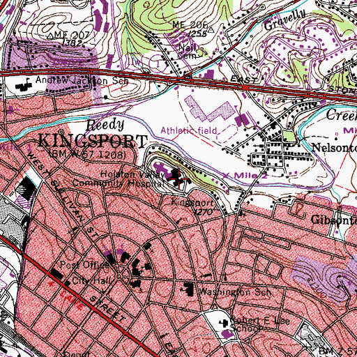 Topographic Map of Holston Valley Medical Center, TN