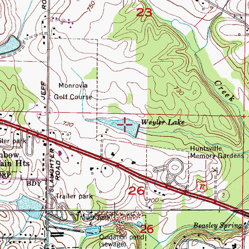 Topographic Map of Weyler Lake, AL