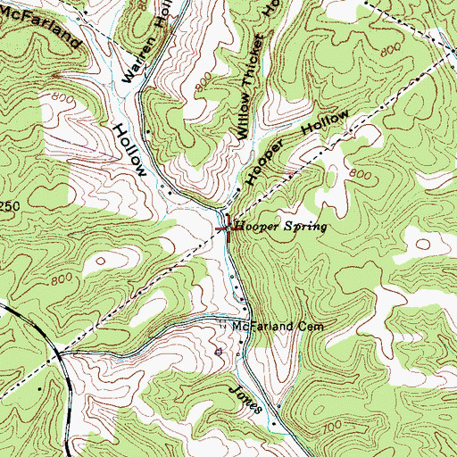 Topographic Map of Hooper Spring, TN