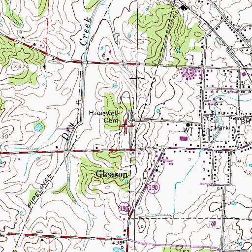 Topographic Map of Hopewell Cemetery, TN
